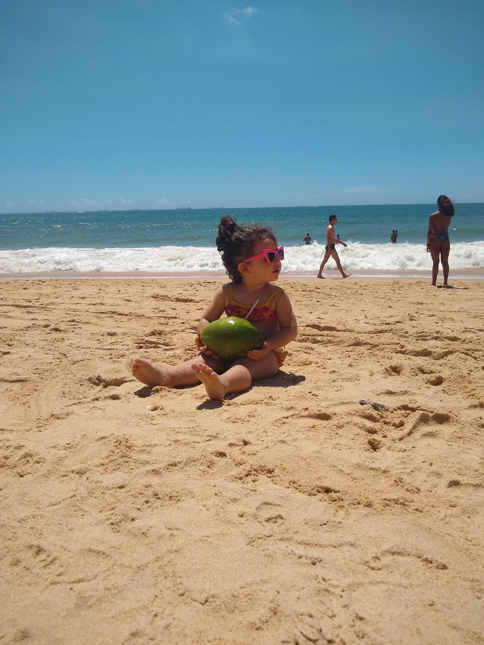 baby girl beach sunny day
