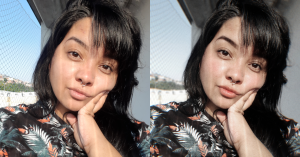 Imagem de antes e depois com maquiagem