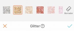 sección de Glitter de AirBrush App