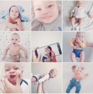 Print do feed do instagram com várias fotos de um bebê usando o filtro Sweet do AirBrush