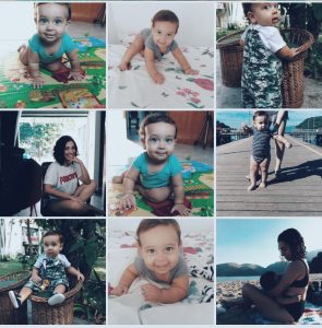Print do feed do instagram com várias fotos de um bebê usando o filtro FD-5 do AirBrush