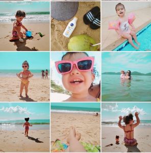 Print do feed do instagram com várias fotos de um bebê usando o filtro Clean do AirBrush