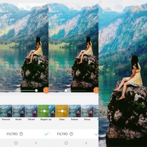 Montagem mostrando como editar uma foto de natureza usando as ferramentas do AirBrush