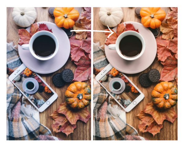 flatlay de otoño con una tasa de café