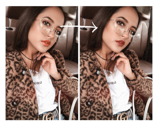 Edición de foto de mujer joven utilizando la herramienta Maquillaje