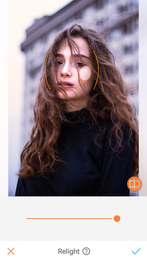 edición de foto de mujer con diferentes filtros de AirBrush