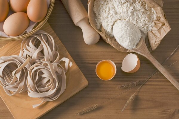 overhead shot of baking ingredients