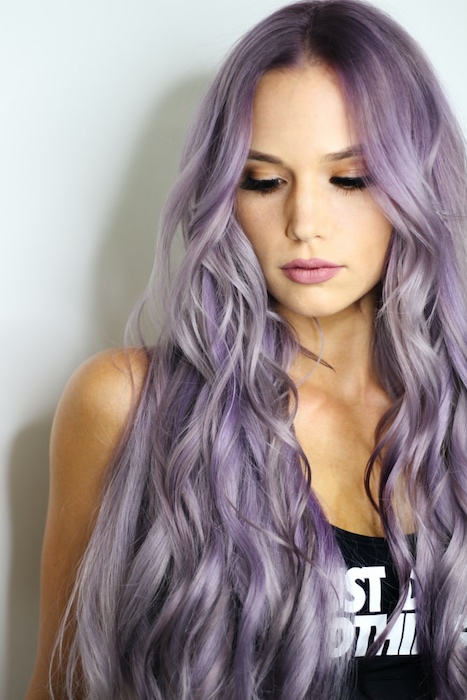 photo of woman with purple hair