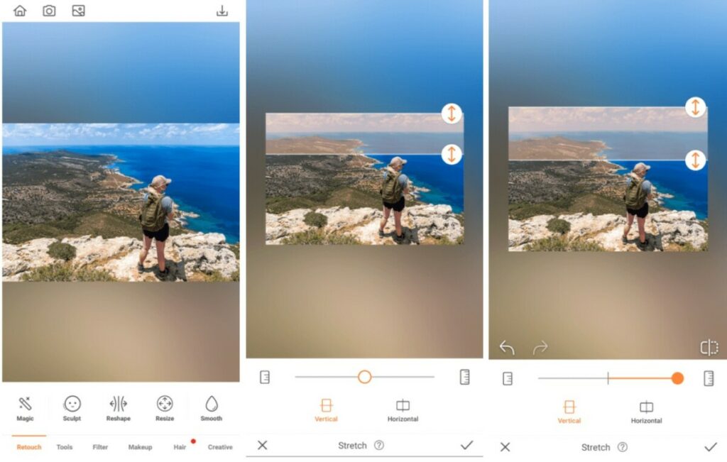 Travel photos editing using Stretch tool