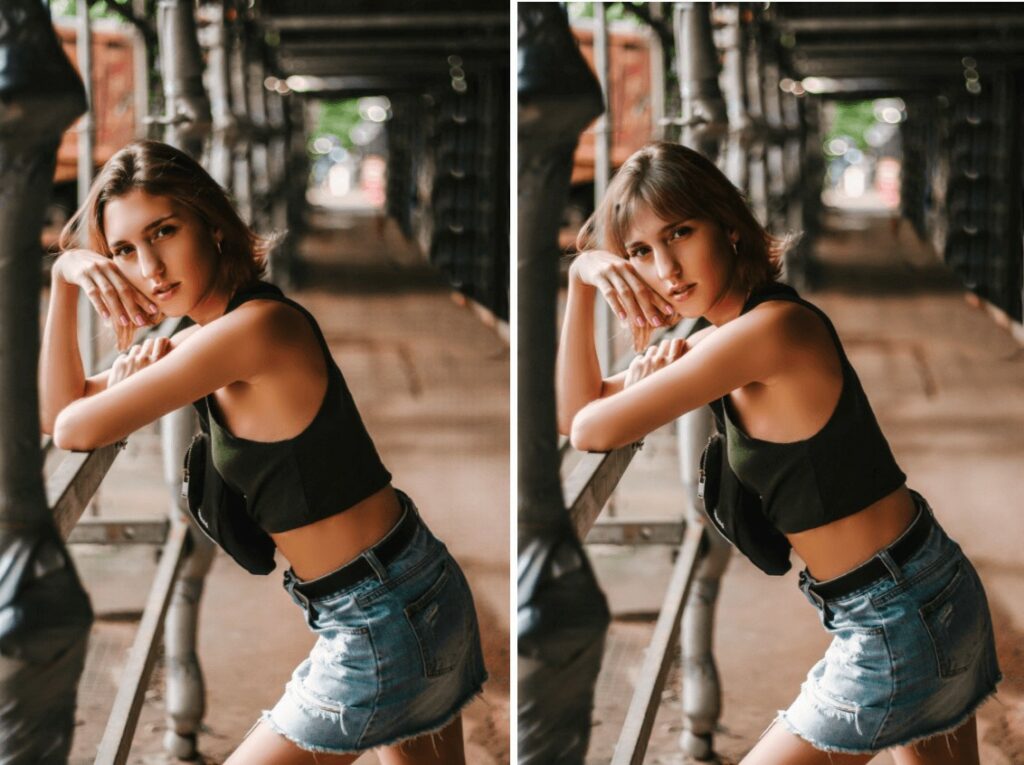 woman wearing jeans skirt and crop top 