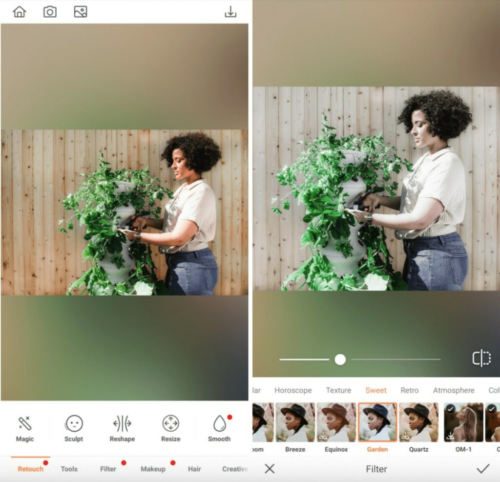 woman tending her plants