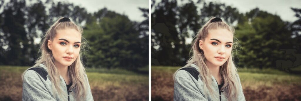 Blonde woman sitting in a field