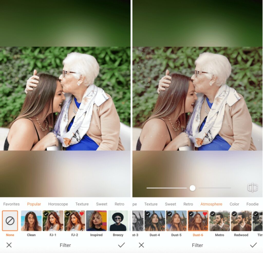 Grandmother kisses granddaughter on her forehead