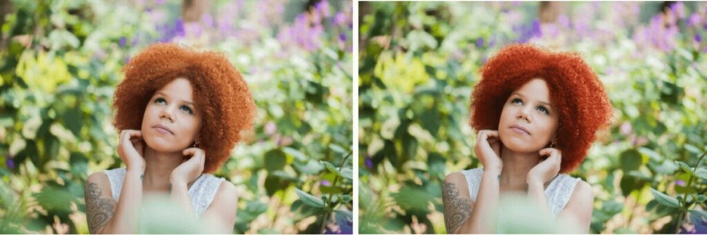 redheaded woman with Glitter in her hair