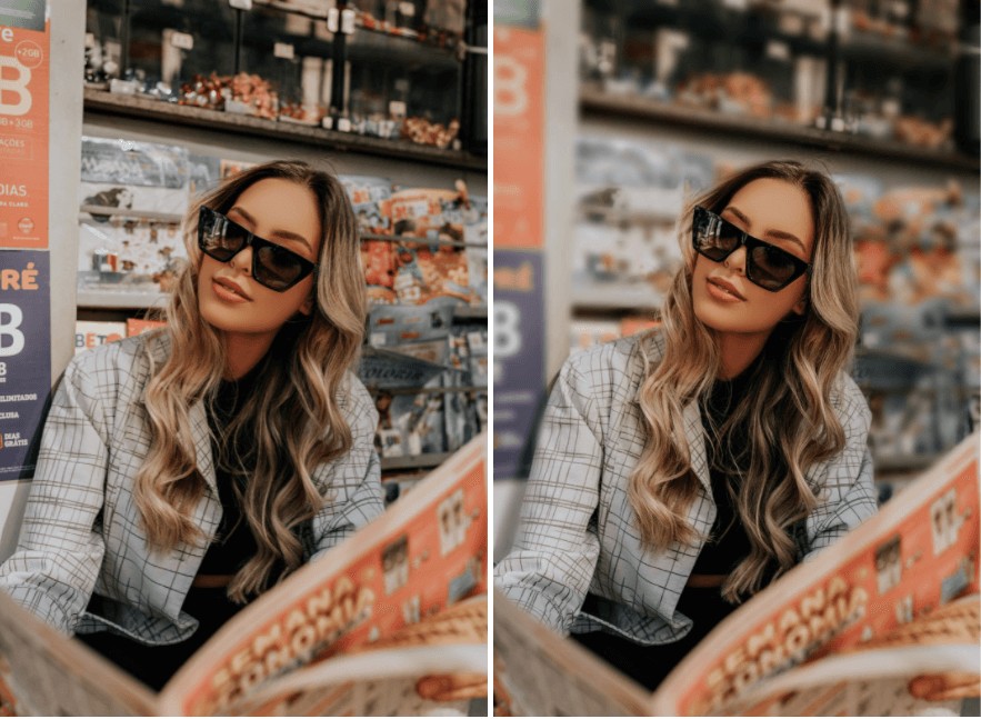 woman in sunglasses reading the paper