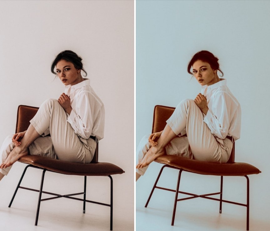 woman sitting in chair with one leg up