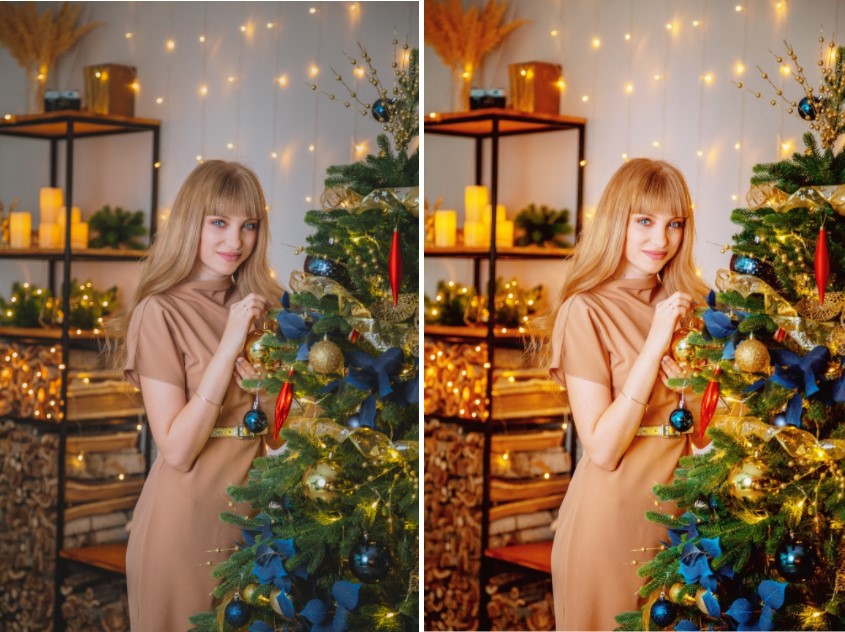 woman decorating christmas tree