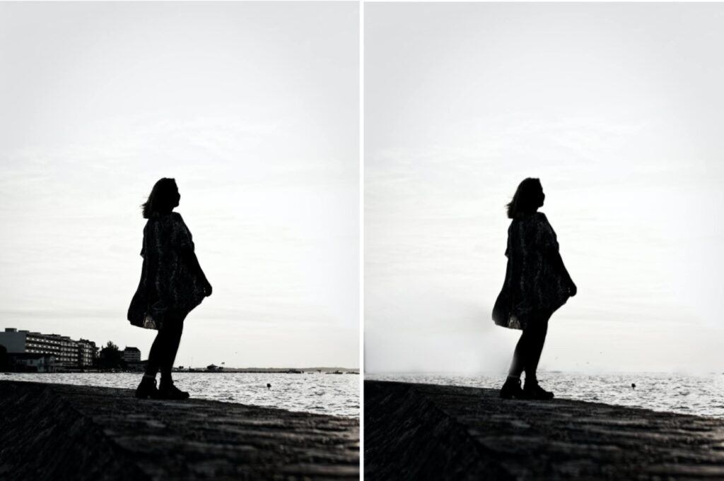 woman standing by the seaside