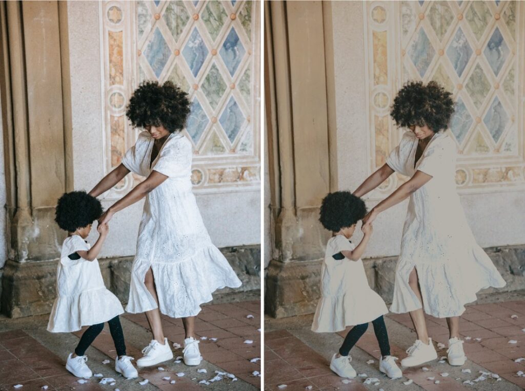 mother dancing with young girl