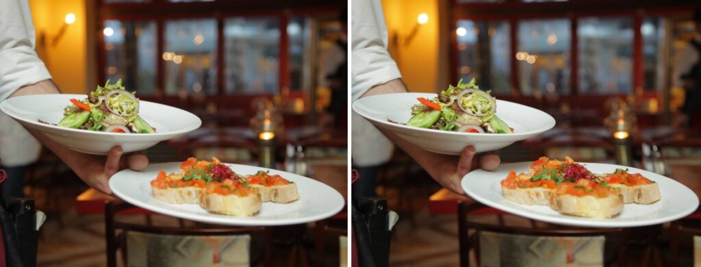 waiter holding plates