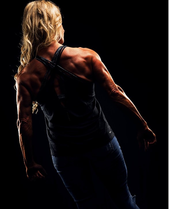 shot of muscular woman's back