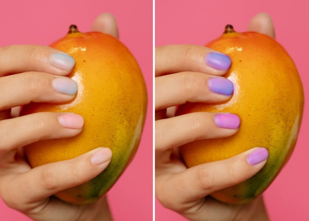 hand holding mango