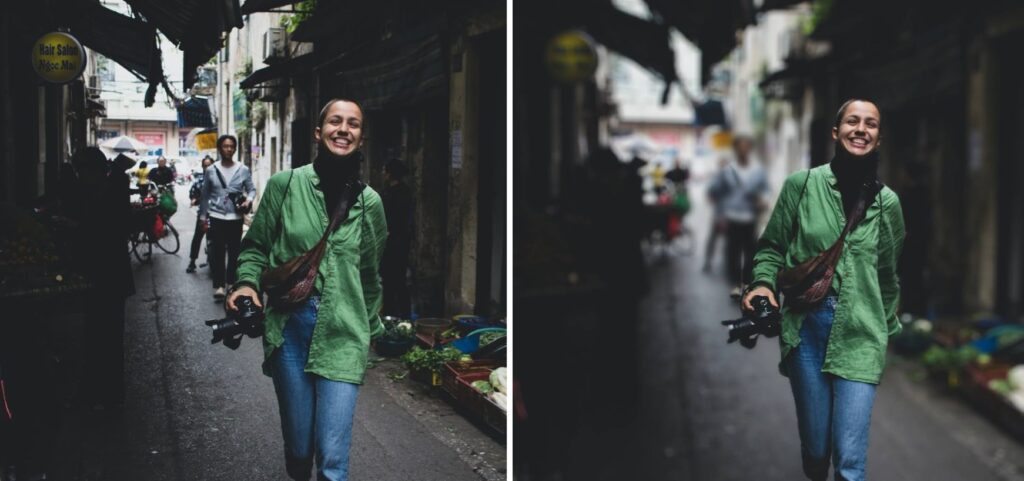 woman walking and smiling