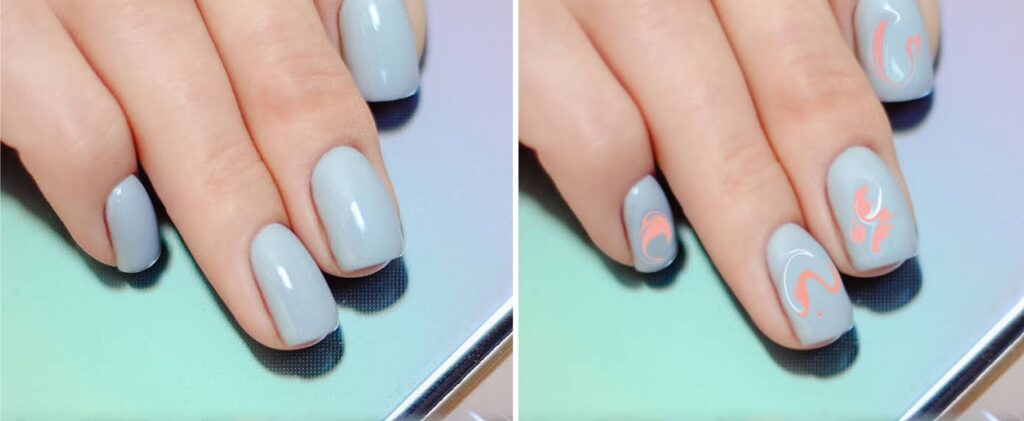 Blue airbrush nail design  Nail colors, Gel nails, Blue nails