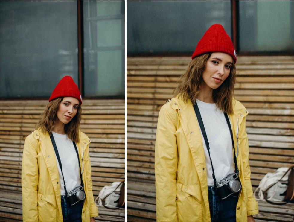 woman in red beanie