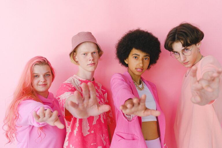 Group of teens wearing pink